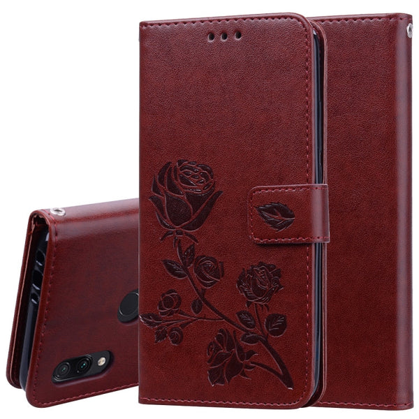 Rose Embossed Horizontal Flip PU Leather Case for Xiaomi Redmi 7, with Holder & Card Slots & Wallet