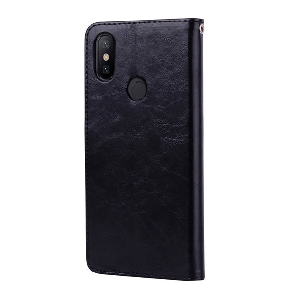 Business Style Oil Wax Texture Horizontal Flip Leather Case for Xiaomi Mi 6X / A2, with Holder & Card Slots & Wallet
