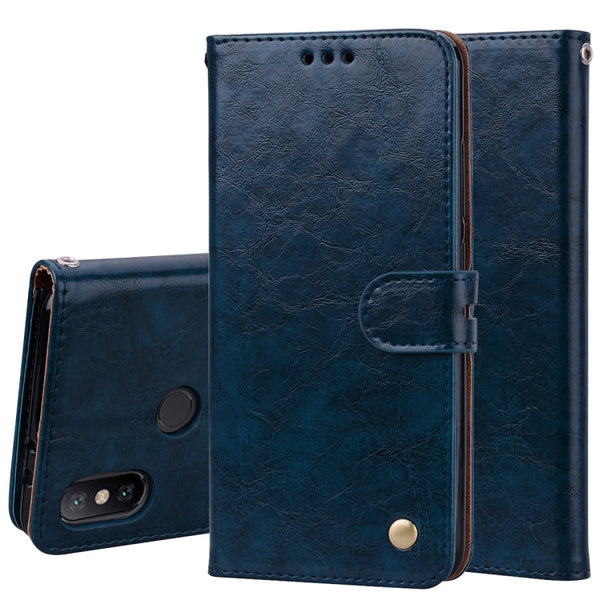 Business Style Oil Wax Texture Horizontal Flip Leather Case for Xiaomi Mi 6X / A2, with Holder & Card Slots & Wallet