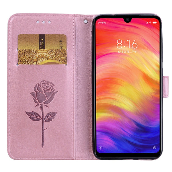 Rose Embossed Horizontal Flip PU Leather Case for Xiaomi Redmi Note 7, with Holder & Card Slots & Wallet