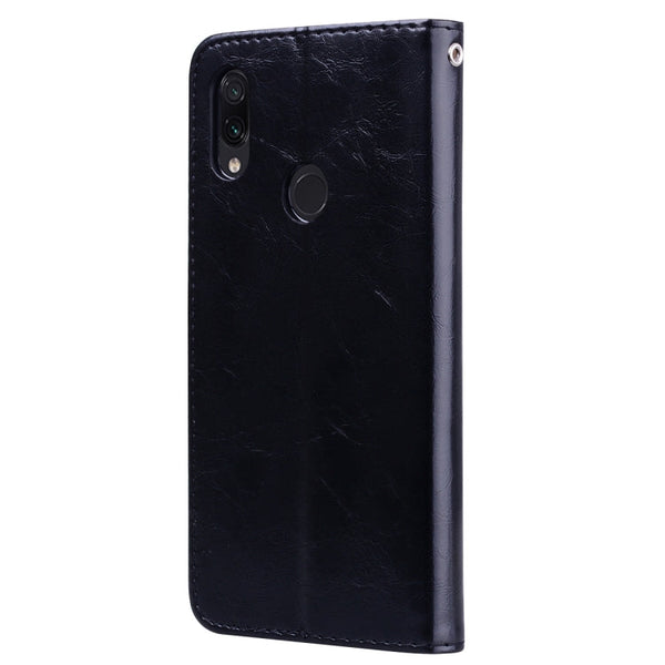 Business Style Oil Wax Texture Horizontal Flip Leather Case for Xiaomi Redmi Note7, with Holder & Card Slots & Wallet