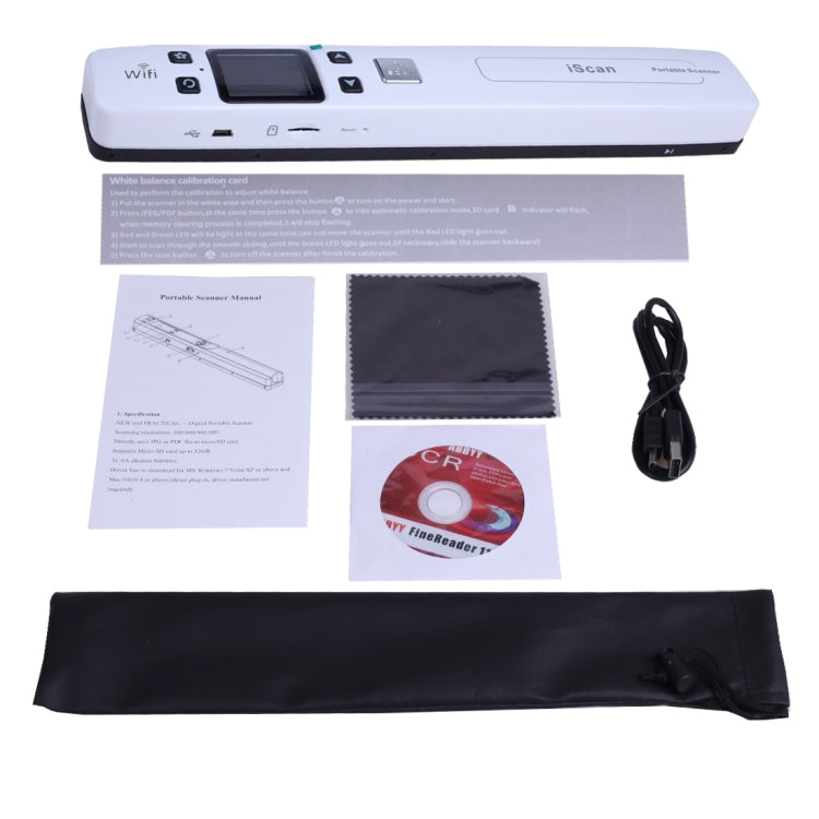 iScan02 WiFi Double Roller Mobile Document Portable Handheld Scanner with LED Display,  Support 1050DPI  / 600DPI  / 300DPI  / PDF / JPG / TF