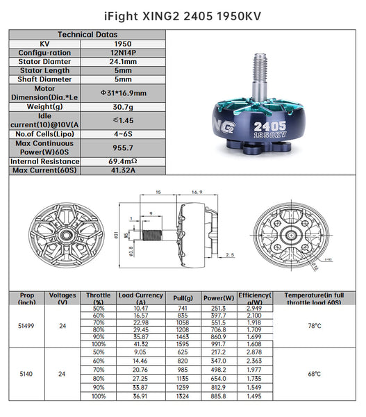 iFlight XING2 2405 FPV Motor 1800kV / 1950kV