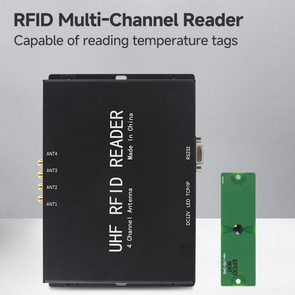 4-Channel UHF RFID Reader Writer, MODBUS Passive Temperature Sensor Reader for Electric Power Monitoring