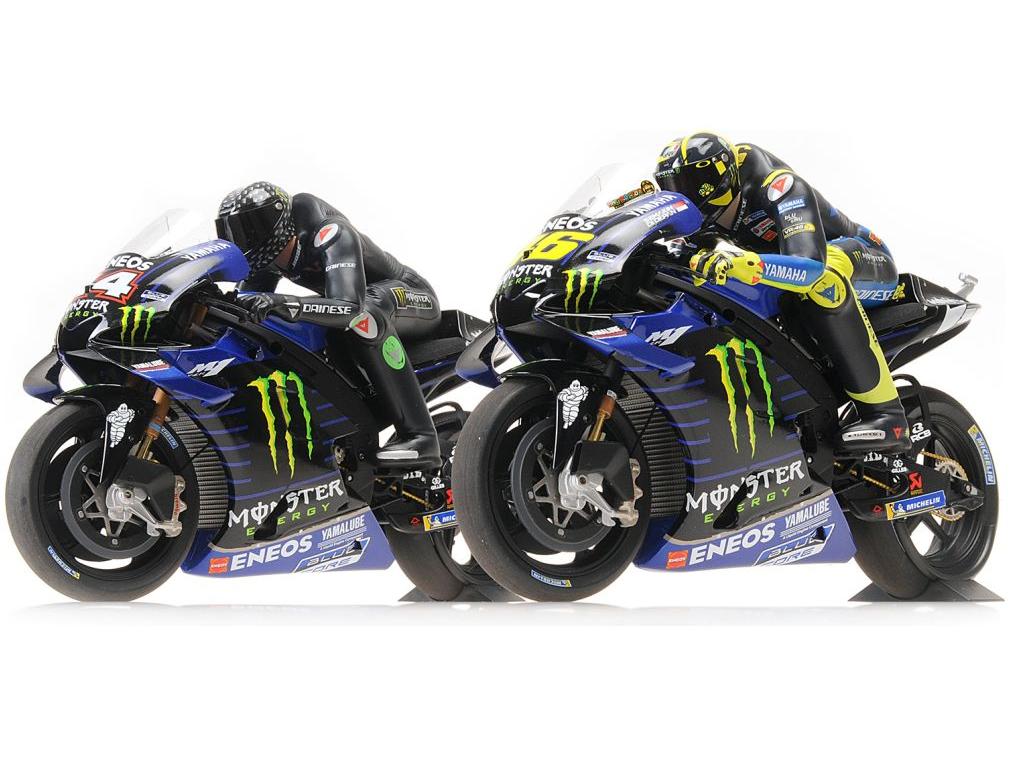 Yamaha YZR-M1 Valencia Test 2019 Hamilton/Rossi - Set 2 Bikes 1:12 Scale Minichamps Diecast Model