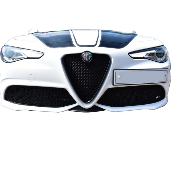 Zunsport Stainless Wire Mesh Black Grille - Alfa Romeo Guilia 16-23 - Front Grille Set - Part Number: ZAR102316P Black Finish