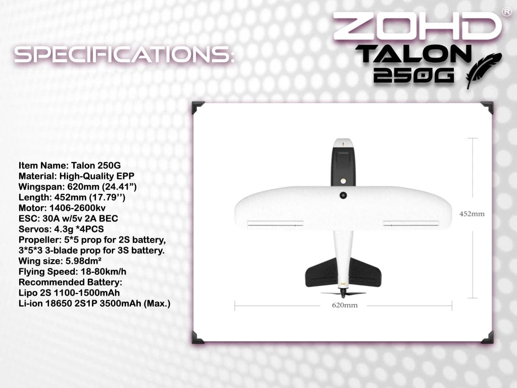 ZOHD Talon 250g 620mm FPV Airplane
