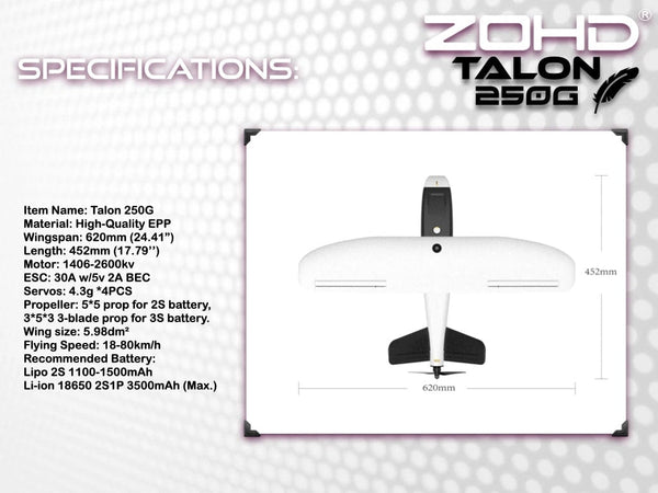 ZOHD Talon 250g 620mm FPV Airplane