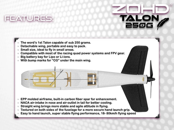 ZOHD Talon 250g 620mm FPV Airplane