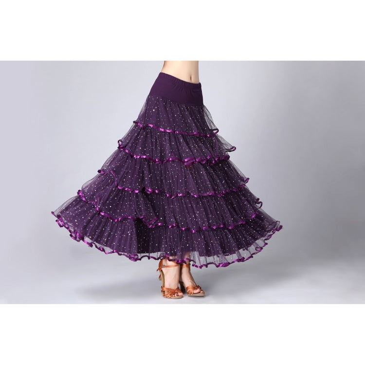 Sequin Swing Modern Dance Long Skirt Competition Costume