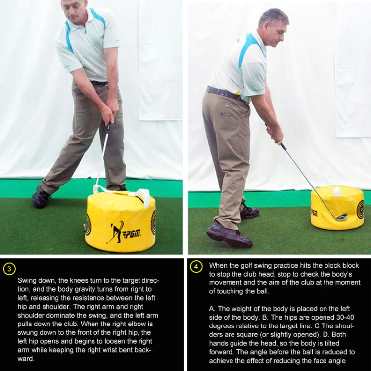 PGM Multi-Function Golf Power Impact Waterproof Practice Training Smash Hit Strike Bag Trainer Exercise Package, Size: 26 x 44cm, HL002 Black, HL002 Yellow