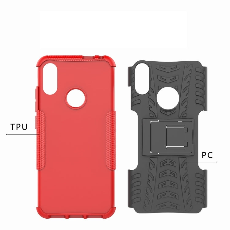Tire Texture TPU+PC Shockproof Phone Case for Xiaomi Redmi Note 7, with Holder