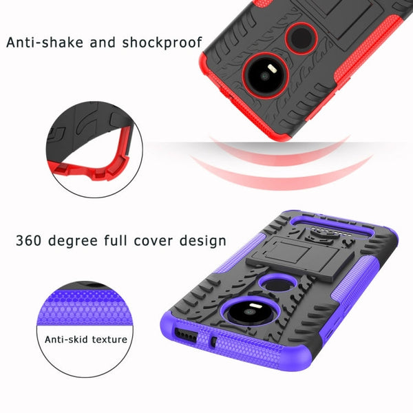Tire Texture TPU+PC Shockproof Phone Case for Xiaomi Redmi Note 7, with Holder