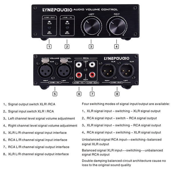 LINEPAUDIO A977 2 In 2 Out Switcher Full-balance Passive Preamp Active Speaker Double Sound Source Volume Controller, A977