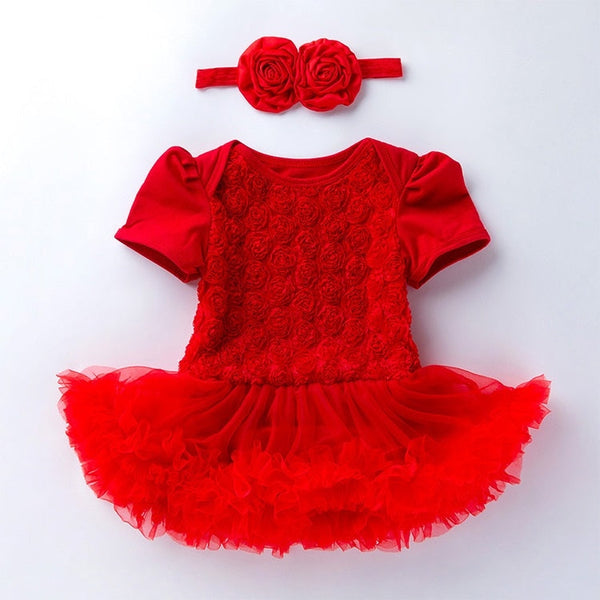 Compound Rose Dress Two-piece Baby Romper Tutu Skirt