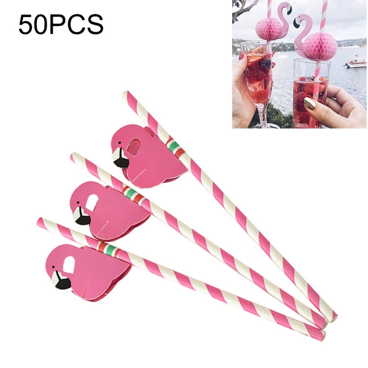 50 PCS 3D Flamingo Jungle Paper Straws Party Decorations Cocktail Straw (Pink), Cocktail Straw (Flamingo Pink), Cocktail Straw