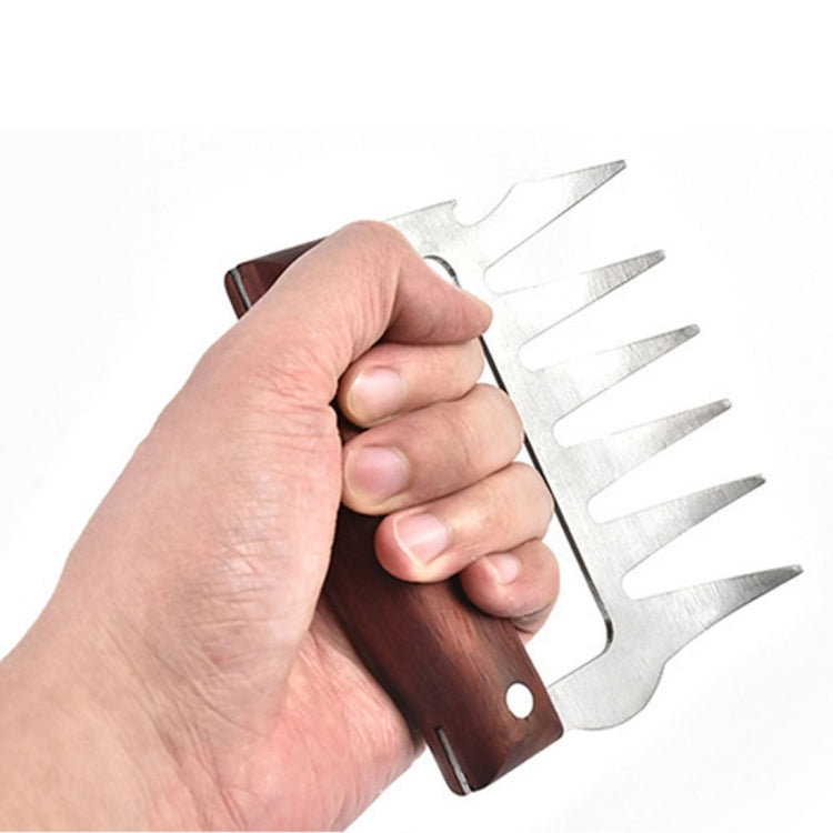 2 PCS Bear Claw Shaped stainless steel Barbecue Fork Chicken Shredded Wooden Handle  Anti-skid Creative Kitchen Fork Claw Meat Claw Splitter with, Meat Claw Splitter(Redwood), Meat Claw Splitter(Wood color)