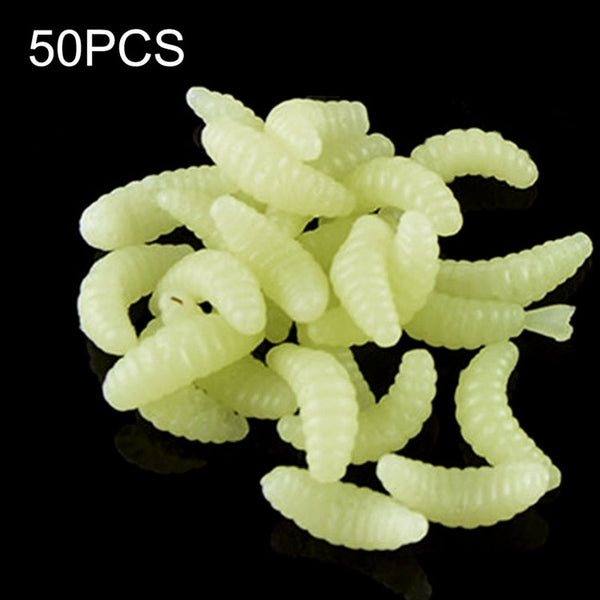 HENGJIA SO106 50 PCS 20mm Simulation Bread Bait Worms Crescent Soft Bait Horseback Fish Worm Bait Fishing Gear