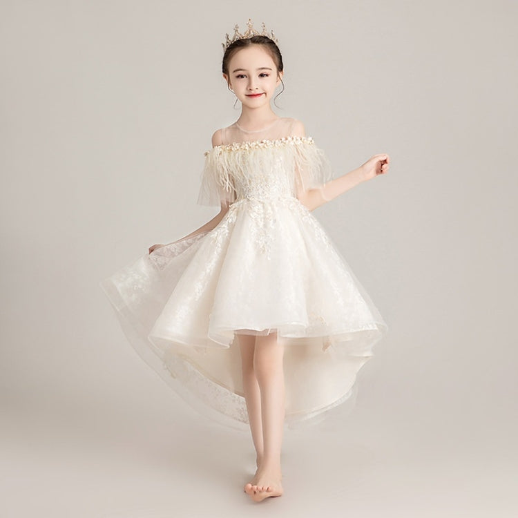 Round Neck Strapless Front Short Back Long Lace Princess Dress Pettiskirt Performance Formal Dress for Girls