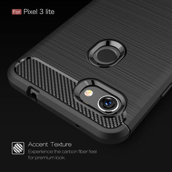 Brushed Texture Carbon Fiber Shockproof TPU Case for Google Pixel 3 Lite