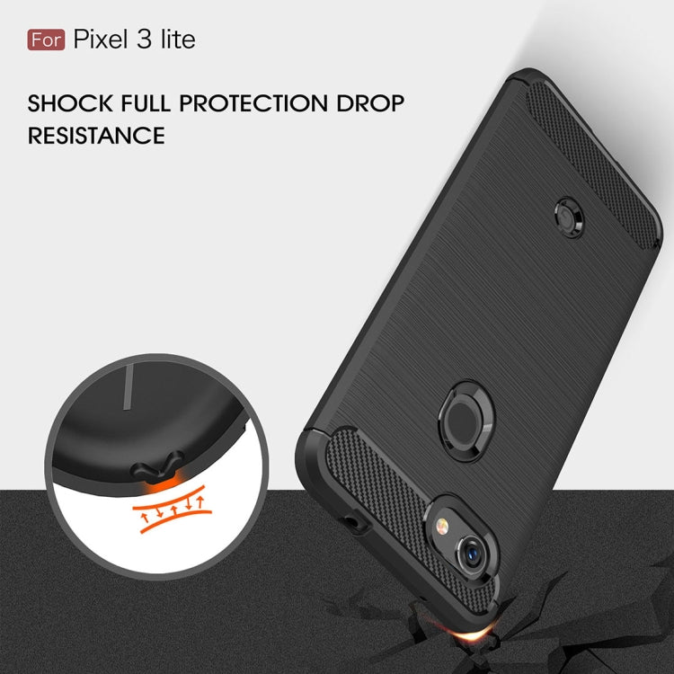 Brushed Texture Carbon Fiber Shockproof TPU Case for Google Pixel 3 Lite