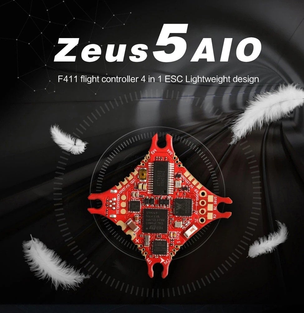 HGLRC Zeus5 AIO 1-2S F411 Flight Controller 5A BL_S 4in1 ESC with WiFi Function