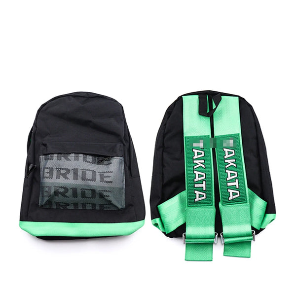 Universal JDM Racing Style Fabric Backpack TAKATA Backpack Car Canvas Bride School Bag Running Backpack Harness Shoulder Straps