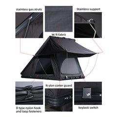 WEIER WERT-001S Vehicle Hard shell Triangle Roof Top Tent - For Car / RV / Pickup / Van / Camper / 4x4 - 2 Person 300Kg + 7mm Mattress + Ladder + LED Light + Shoe Bag