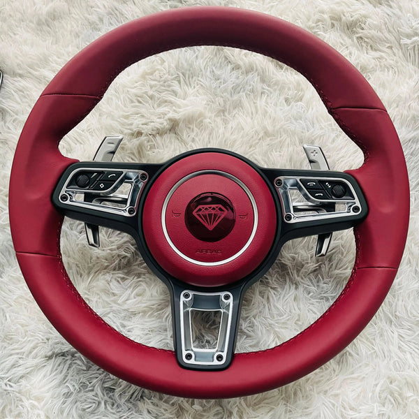 Upgrade Volant Lenkrad Full Leather Steering Wheel for Porsche 911 Boxster 987 996 GT2 Cayenne 957 958 Cayman 981 Panamera Macan
