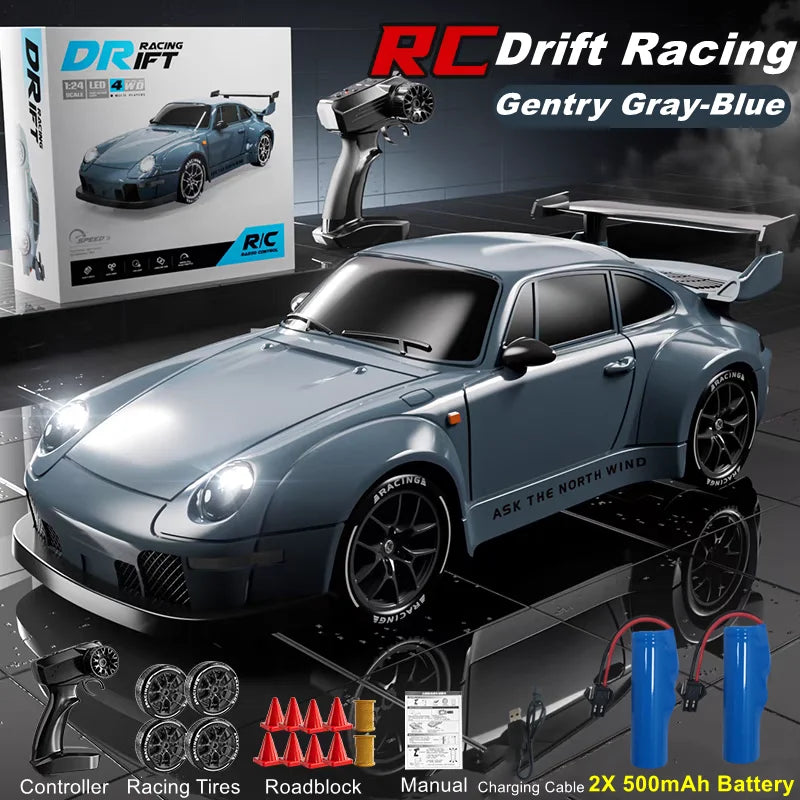 4WD RC Drift Car With LED Light 2.4G Radio 20KM/h High Speed Remote Control Racing Cars Vehicle Model Toy Gift for Boy Girl Kid