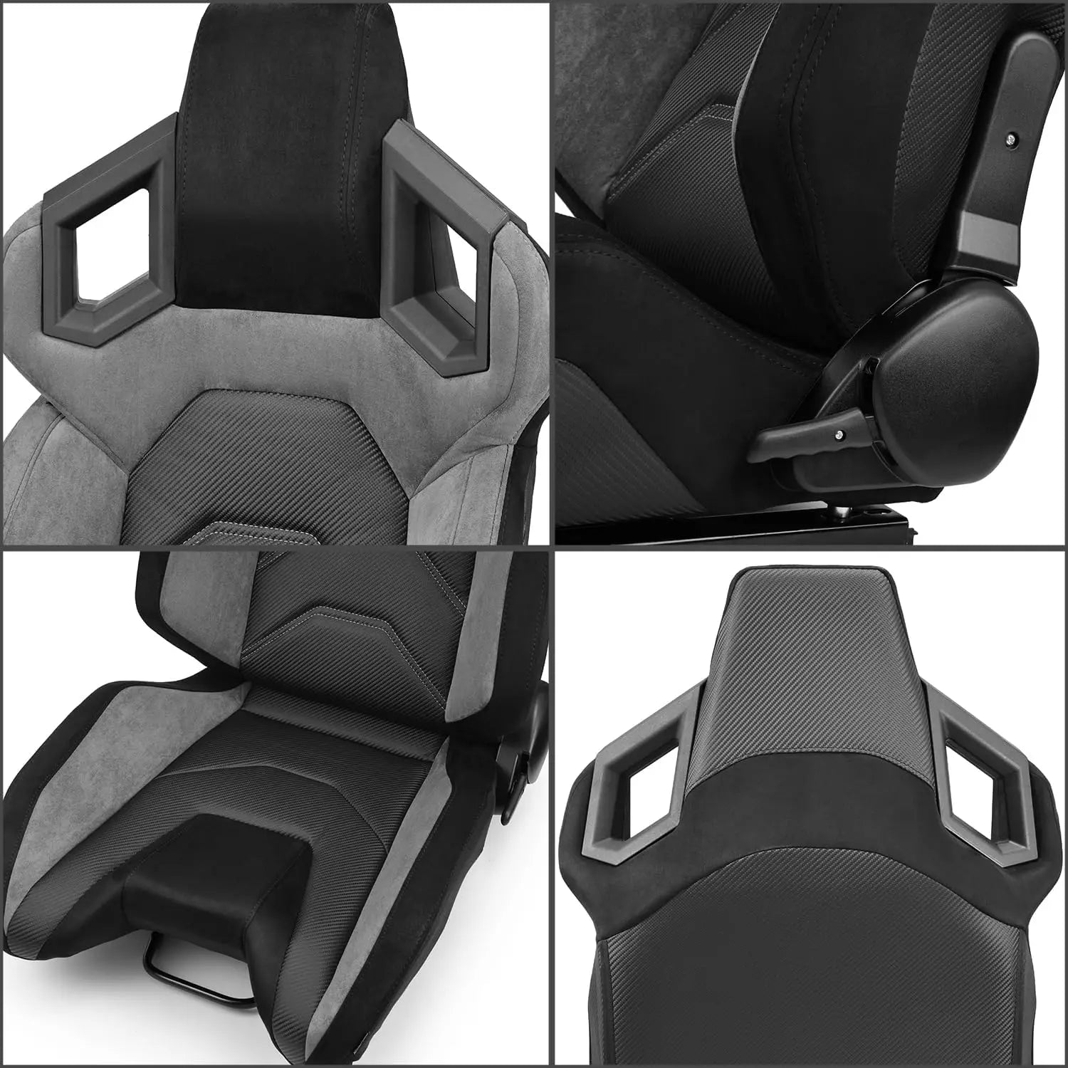 JIABEIR 1085 Grey Leather Bucket Car Seats Blue Interior Accessories Adjustable Sport Racing Vehicle Seats Modified Car Seats