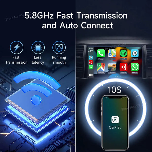 CarlinKit 5.0 & 4.0 Wireless CarPlay Adapter Android Auto Dongle Smart Car Play Box for iOS & Android Multi-Device Supported