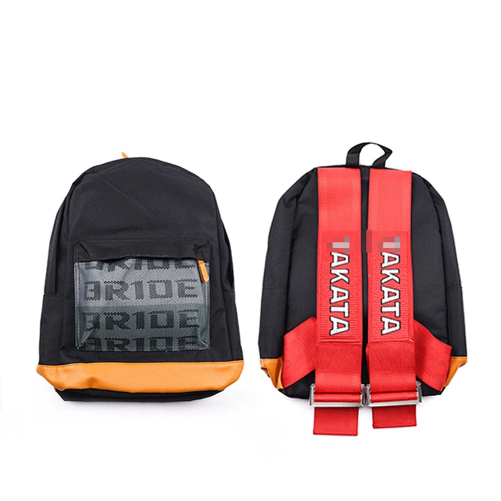 Universal JDM Racing Style Fabric Backpack TAKATA Backpack Car Canvas Bride School Bag Running Backpack Harness Shoulder Straps