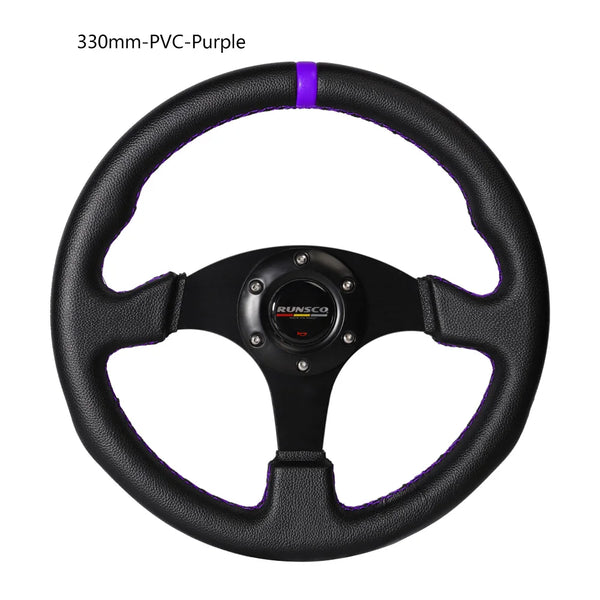 330mm/13 Inch Flat Steering Wheel Aluminium+PVC Drift Simulation Racing Game Steering Wheel Universal