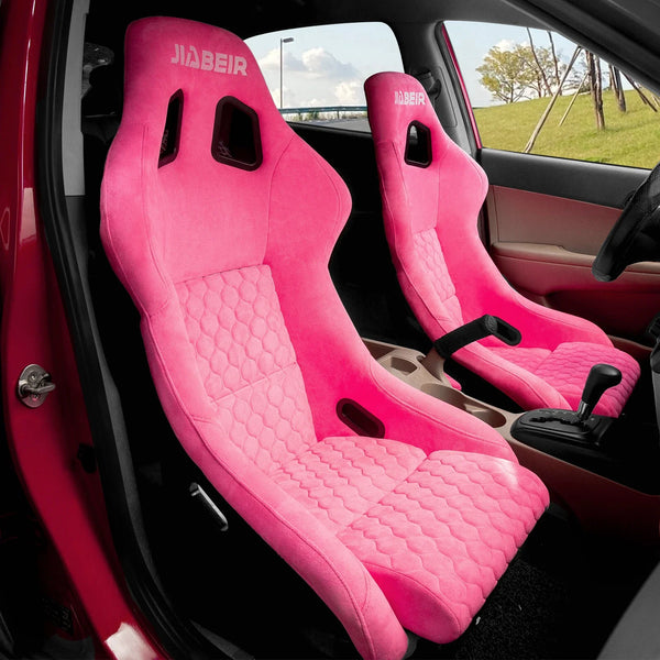 1097 Custom LOGO Pink Suede Fiberglass Back Racing Bucket Seats