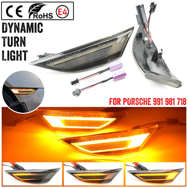 For Porsche 991 981 718 Cayman Boxster Cayenn LED Front Side Marker Lights Turn Signal Lamp 2Pcs