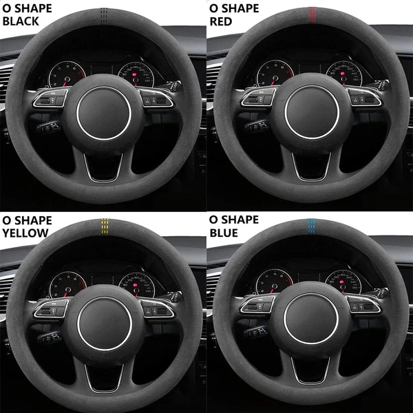 38cm Suede Leather Car Steering Wheel Cover Wear-Resistant For BMW E90 F01 F06 F10 F15 F16 F20 F21 F25 F26 F30 F32 F82 M3 G20 X5