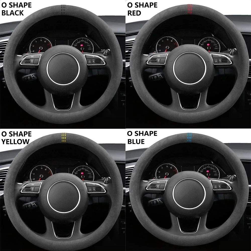 38cm Suede Leather Car Steering Wheel Cover Wear-Resistant For BMW E90 F01 F06 F10 F15 F16 F20 F21 F25 F26 F30 F32 F82 M3 G20 X5
