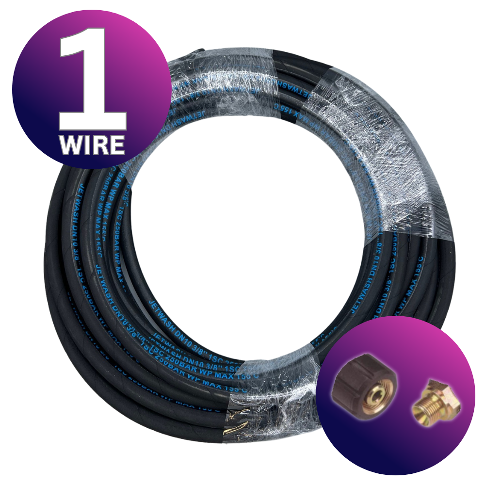 Astrox 3/8" M22 BSP 1 Wire High Pressure Rubber Hose - 250bar Rated