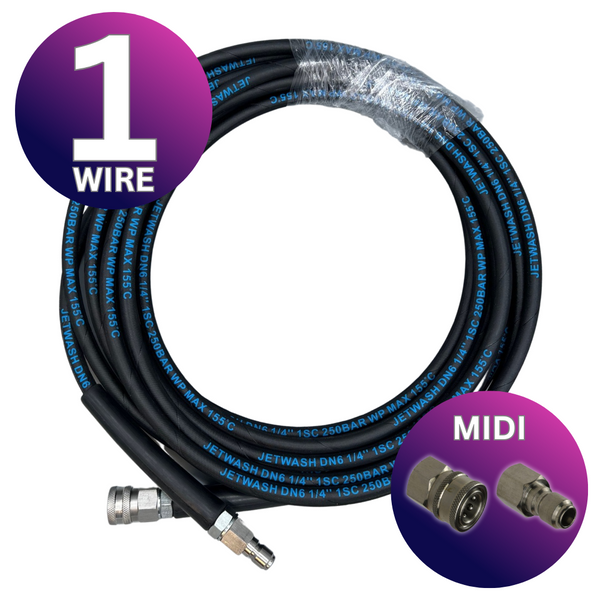 Astrox 3/8" Midi Quick Release 1 Wire High Pressure Rubber Hose - 250bar