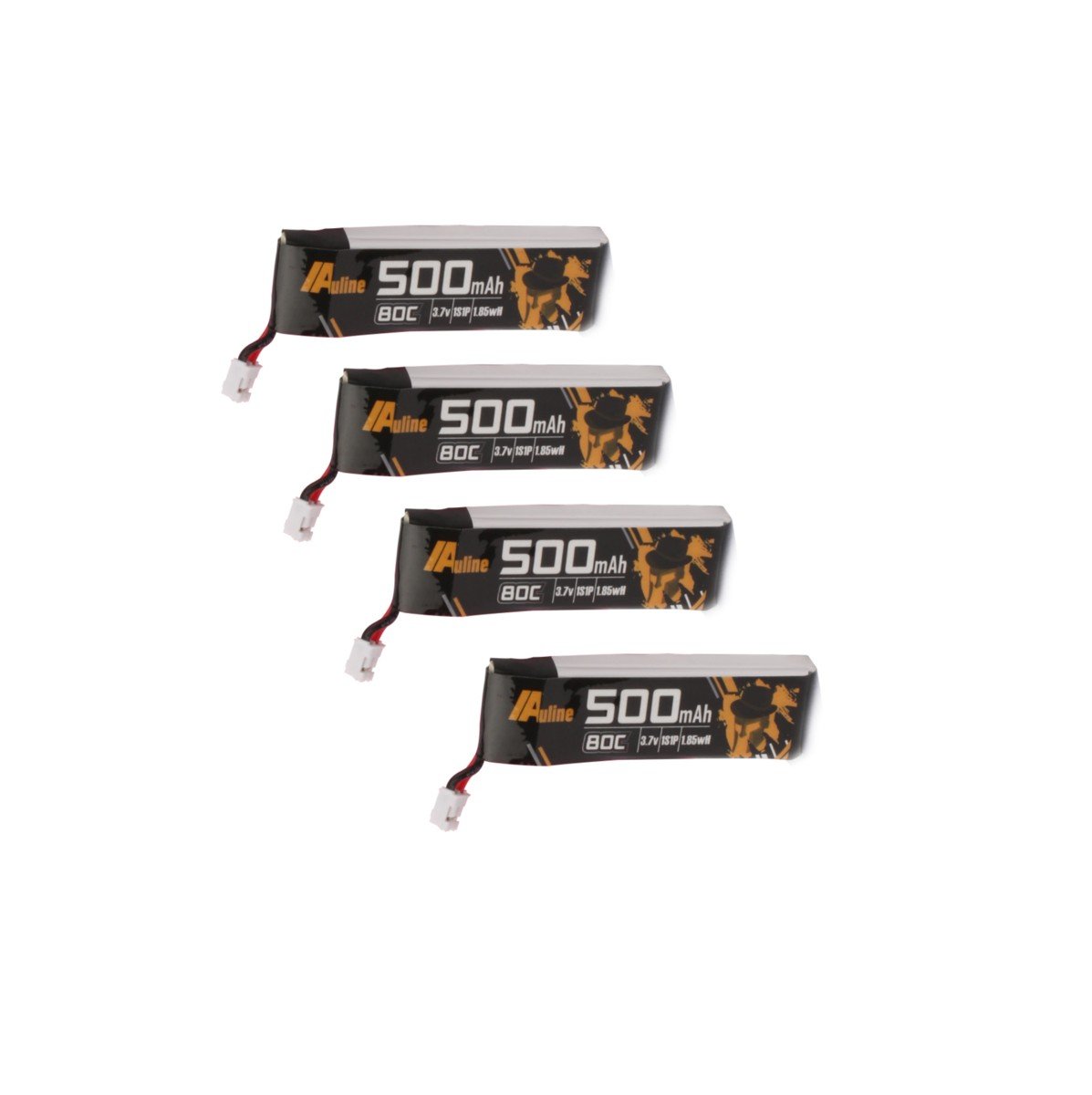 AuLine 500mAh 1S 3.8V HV 80C PH2.0 Lipo Battery (Pack of 4)