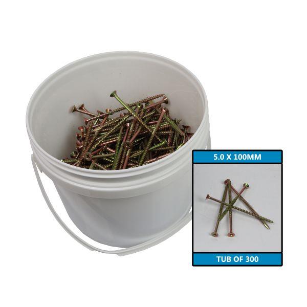 US PRO Tools 5.0 X 100MM CSK Pozi Advanced Multi Purpose Screws - Tub 300 9260