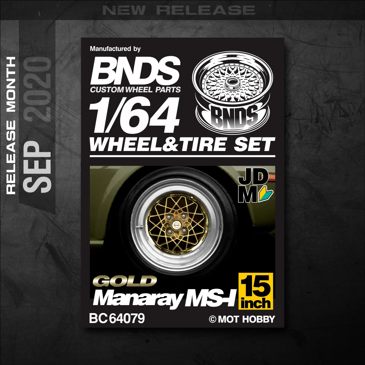 1/64 Alloy Wheels With Rubber Tires By BNDS Assembly Rims Modified Parts for Model Car Refitted VIP Style No.64053-64088