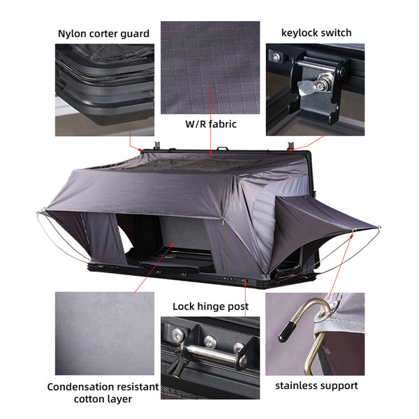 WEIER Vehicle Car Rooftop Tent - For Car / RV / Pickup / Van / Camper / 4x4 + Ladder + 7cm Mattress + Light + Shoe Bag