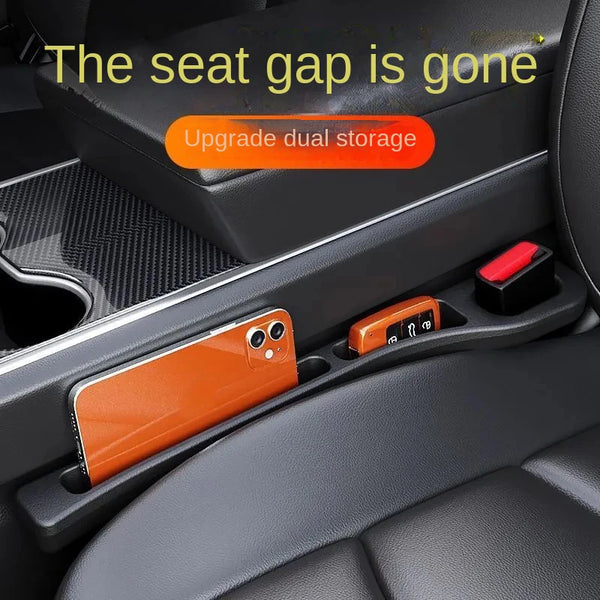 2Pcs Car Seat Gap Filler Organizer PU Waterproof Universal Car Seat Gap Anti-leak Stopper Strip 2Slot Seat Gap Storage Organizer