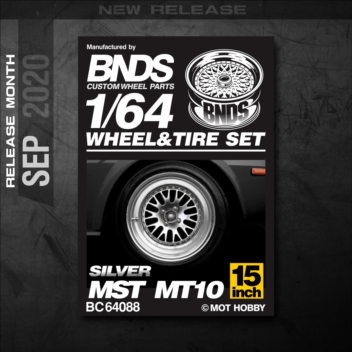 1/64 Alloy Wheels With Rubber Tires By BNDS Assembly Rims Modified Parts for Model Car Refitted VIP Style No.64053-64088