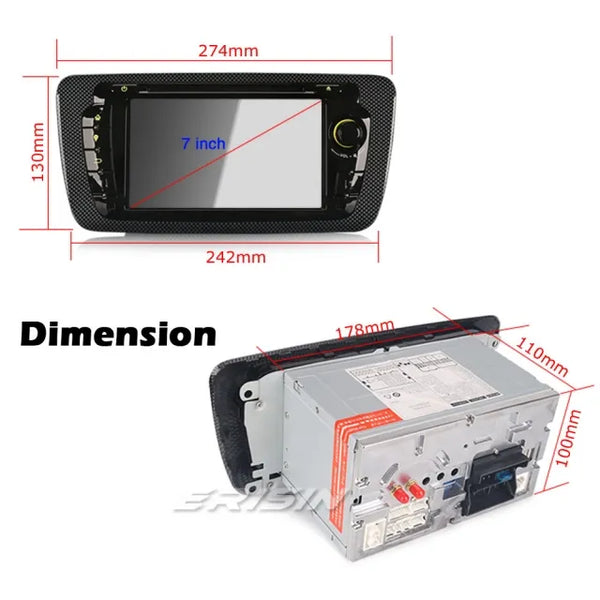 ES5122S CarPlay Android 10.0 Car Stereo Radio for Seat Ibiza 2009-2013 DAB+ Sat Nav WiFi OBD2 BT DVD