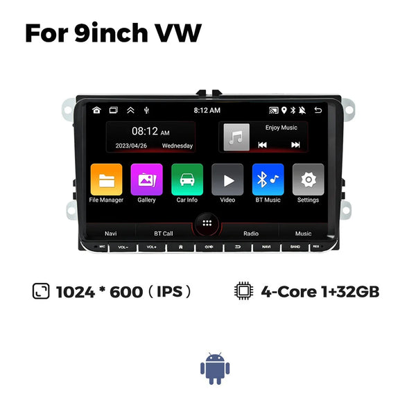 Android 13 Wireless Carplay Auto Car multimedia player IPS Screen GPS WIFI 7/8/9'' Car Radio For VW Passat golf Polo Jetta Skoda