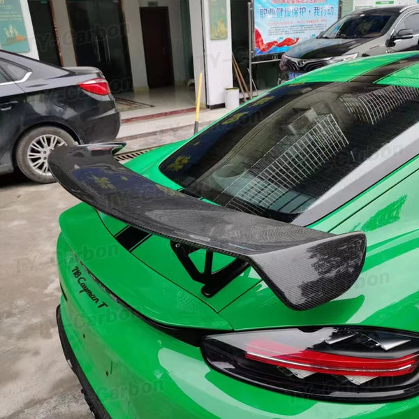 Real Carbon Fiber Rear Spoiler Tail Wings For Porsche Cayman Boxster 986 987 981 718 GT-4 Car External Decoration Accessories