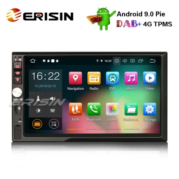 ES7941U Universal 7" HD Double Din Touch Screen Headunit Android 9.0 Car Stereo GPS Satnav WiFi TPMS DAB+ Radio DVR DTV-IN OBD2 4G